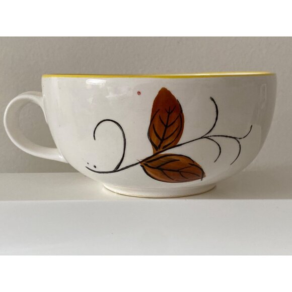 Soup Cup Mug Large JAPAN Hand Painted Vintage Yellow Brown Blue White - Picture 7 of 11